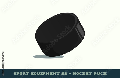 Vector hockey puck icon. Game equipment. Professional sport, classic puck for official competitions and tournaments. Isolated illustration