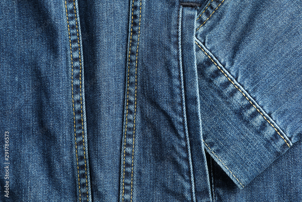 Fototapeta premium Classic jeans textured background, close up