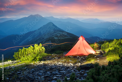 Tent alpine starry night
