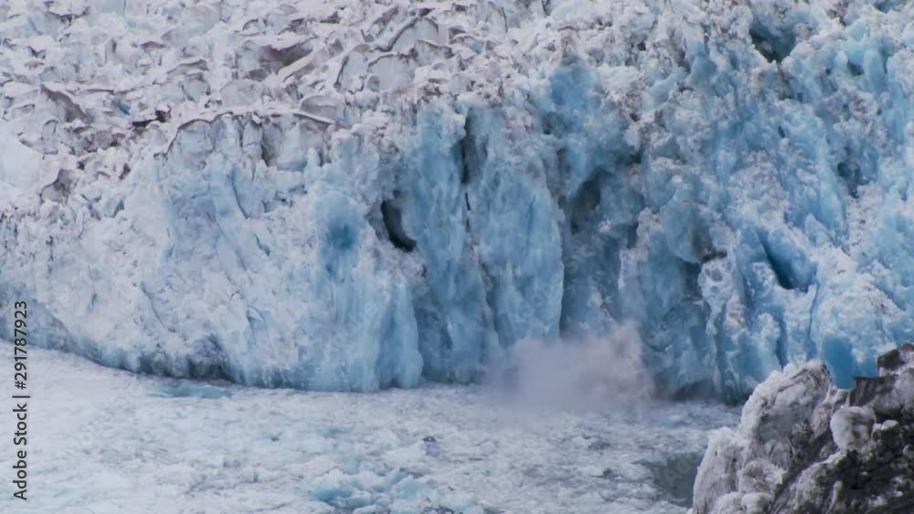 Minor glacial calving in Alaska, high angle Minor glacial calving in Alaska, high angle