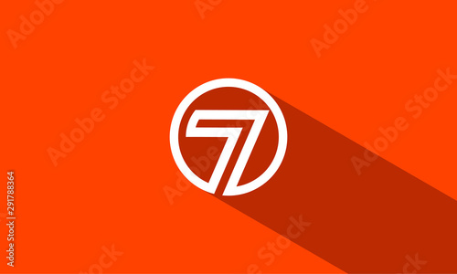 Number seven 7 icon logo template with rounded circle symbol modern in flat design monogram illustration