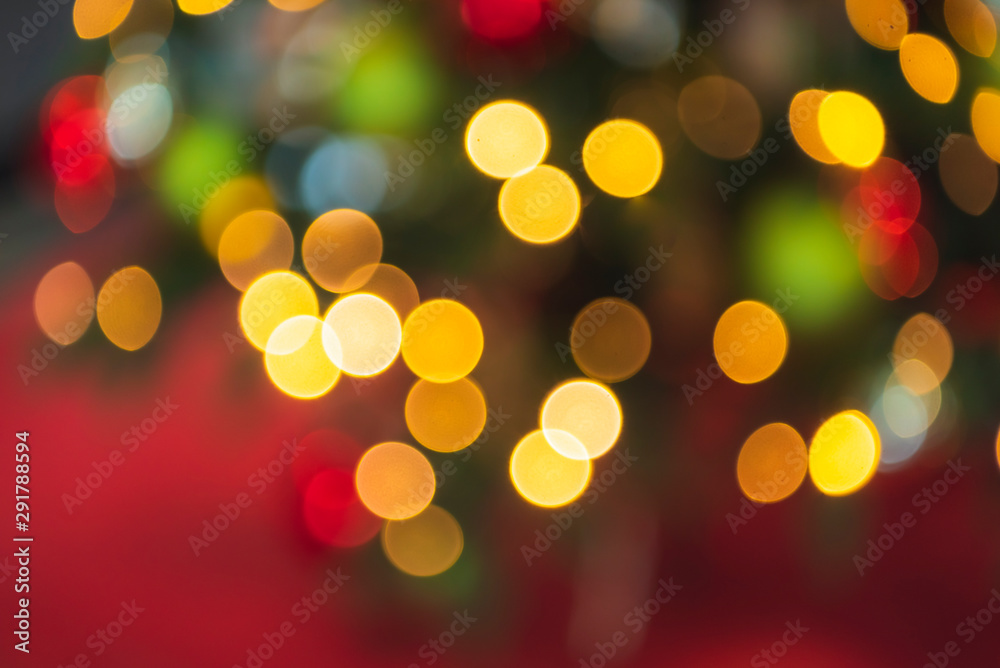 Christmas lights bokeh background. Defocused Xmas backdrop