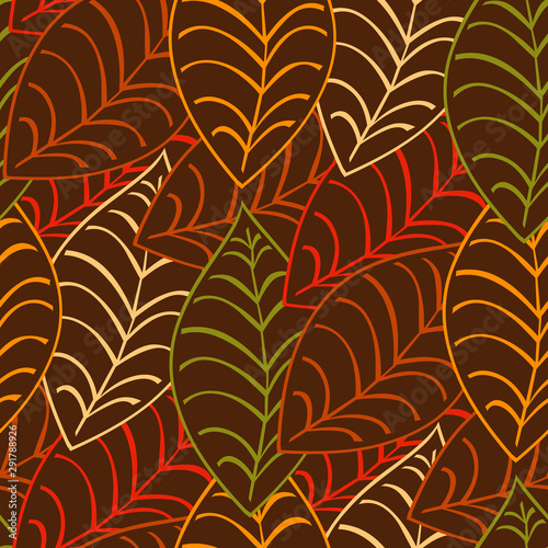 seamless autumn leaf pattern and background vector illustration