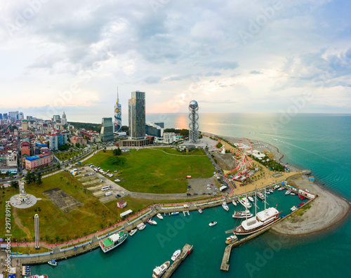 Panoramic view of Batumi, Georgia. Summer view Downtown of Batumi - capital of Adjara, Georgia. photo