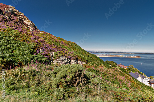 Ireland - coast view, green landscape, rough coasts, cliffs, monastery, graveyards and cloisters