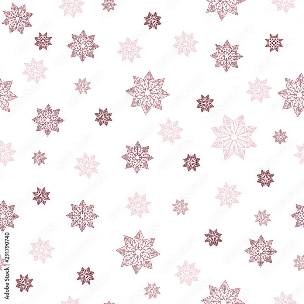 Red and Burgundy snowflakes in a chaotic manner on a white background. Seamless pattern. Pattern for fabric, wrapping paper for Christmas gifts. Vector Red and Burgundy snowflakes in a chaotic manner on a white background. Seamless pattern. Pattern for fabric, wrapping paper for Christmas gifts. Vector