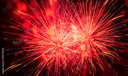 Nice  colorful fireworks abstract in the evening