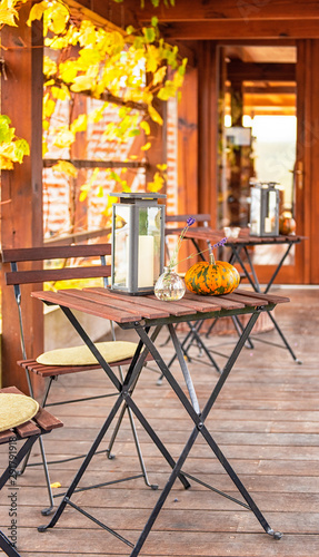Restaurant with pumpkins in...