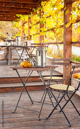 Restaurant with pumpkins in...