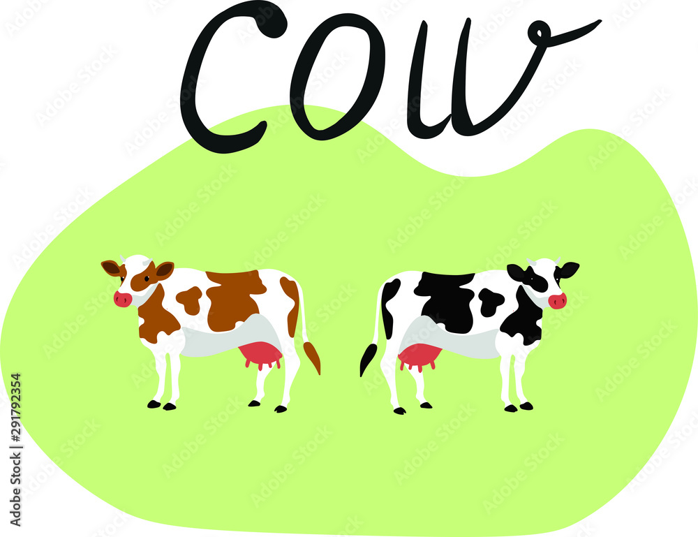 cow animals vector isolated illustration. Concept for logo, cards, print, icon