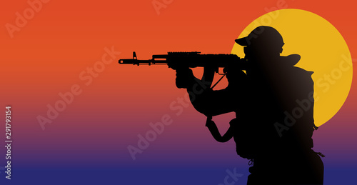 silhouette of soldier vector illustration