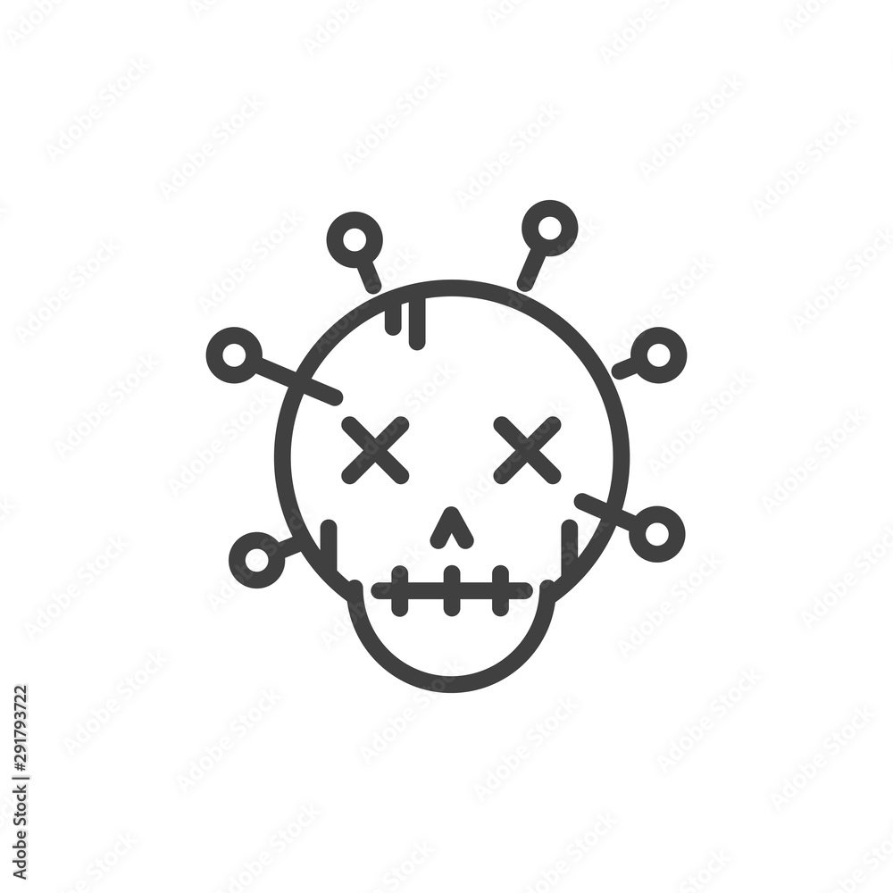 voodoo face skull trick or treat happy halloween line style voodoo face skull trick or treat happy halloween line style