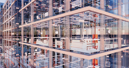 Visualization of the concept of BIM model utilities of the building 