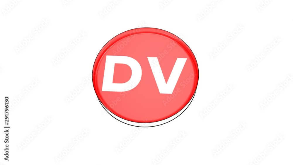 pushing big red button with word Dv. pushing big red button with word Dv.