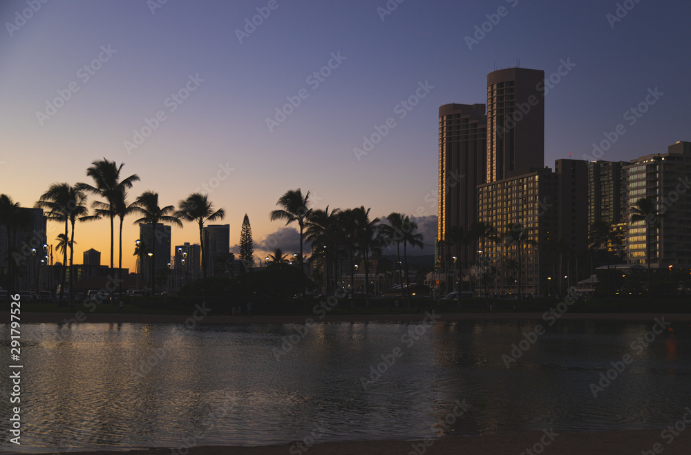 Tropical Cityscape Sunset Tropical Cityscape Sunset