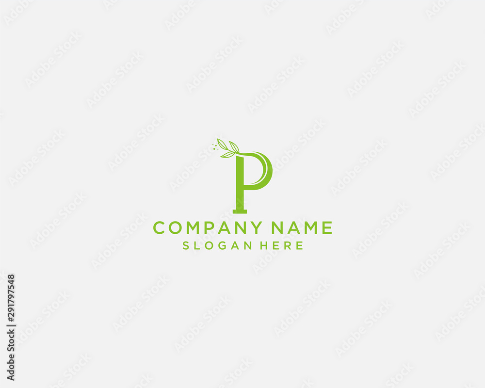 LETTER P AND LEAF Stock Vector | Adobe Stock
