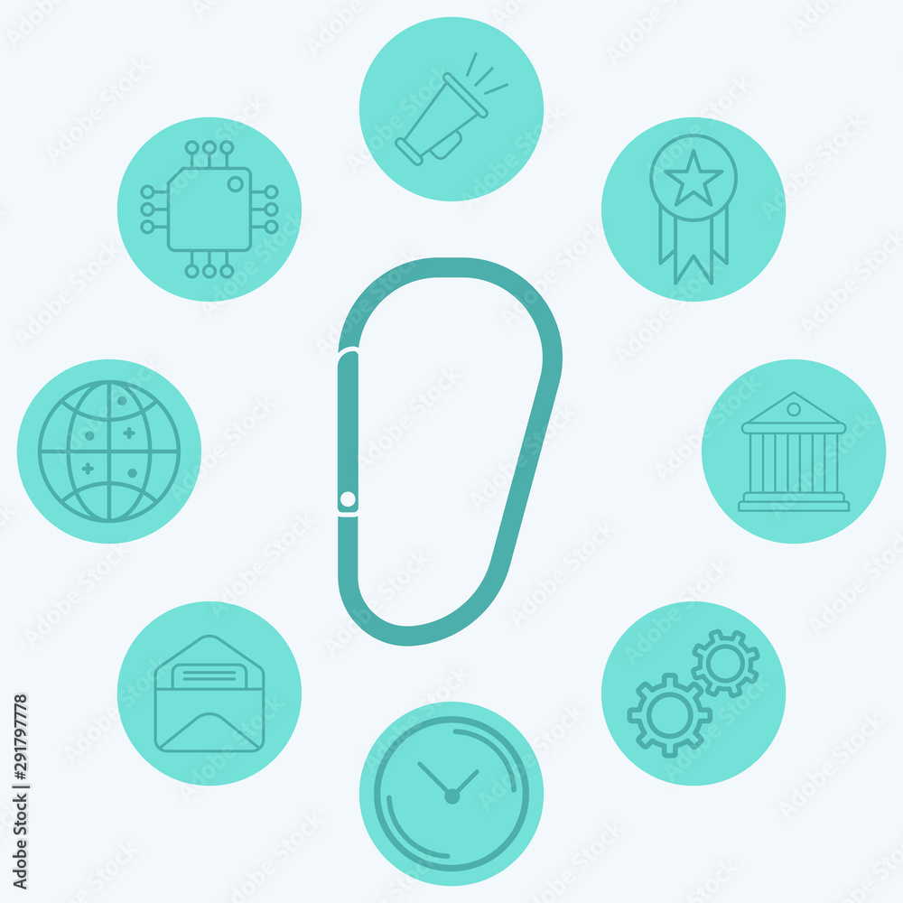 Carabiner vector icon sign symbol Carabiner vector icon sign symbol