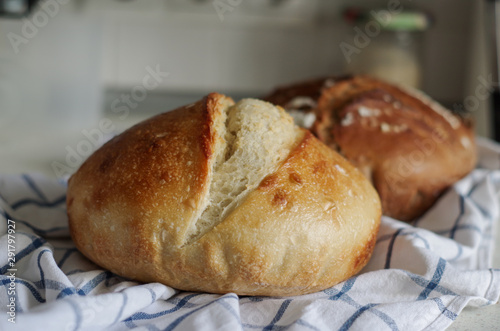 fresh loaf of homemade bread, food closeup