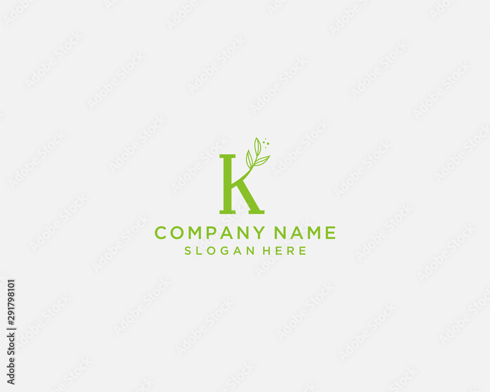 LETTER K AND LEAF LETTER K AND LEAF