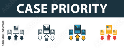 Case Priority icon set. Premium symbol in different styles from customer service icons collection. Creative case priority icon filled, outline, colored and flat symbols