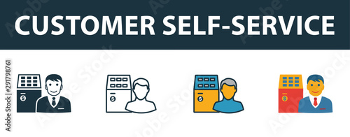Customer Self-Service icon set. Premium symbol in different styles from customer service icons collection. Creative customer self-service icon filled, outline, colored and flat symbols