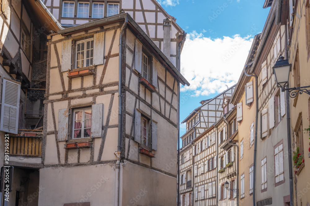 Colmar, France - 09 16 2019: Small street of tanners in the little Venice