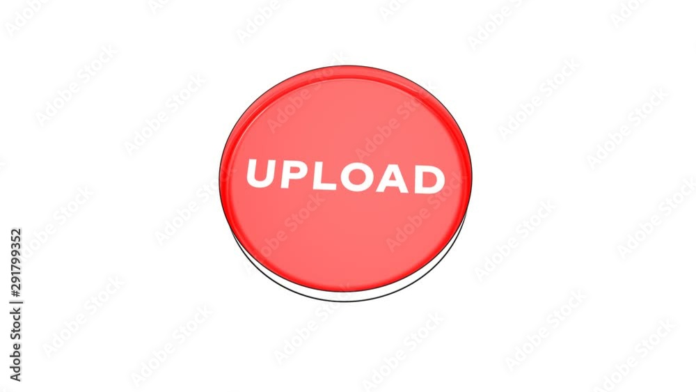 pushing big red button with word Upload. pushing big red button with word Upload.