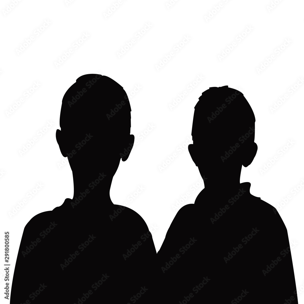 two boys head silhouette vector