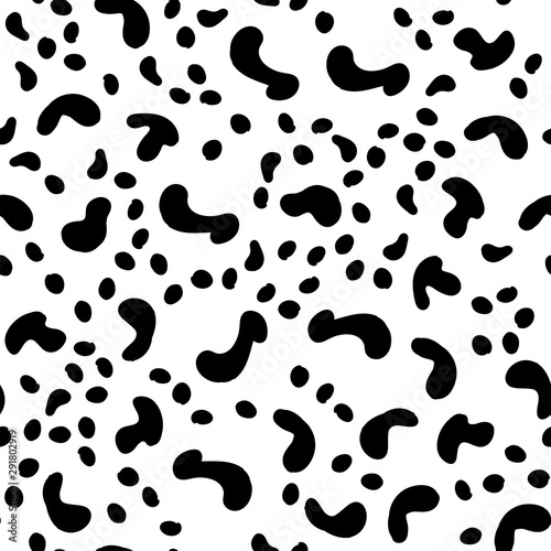 Vector Seamless pattern. Black and White Organic Shapes. Messy Spots Texture.