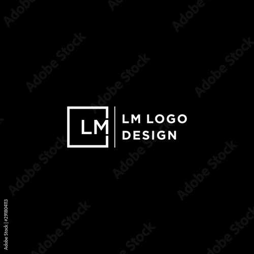 LM Letter Logo Design with white square and Sans Serif Font Vector Illustration. - Vector