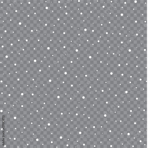 Seamless falling snow or snowflakes. Isolated on transparent background - stock vector.