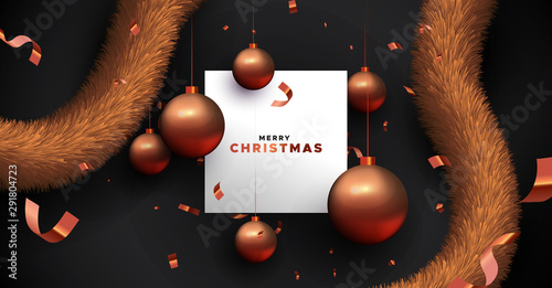 Christmas card copper ornament black background