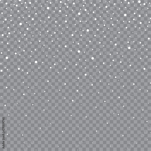 Vector falling snow or snowflakes. Isolated on transparent background - stock vector.