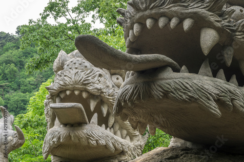 Sculpture of a dragon in Park, North Korea photo