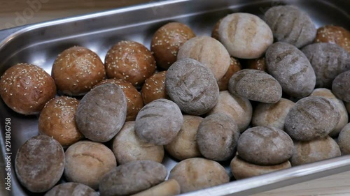 Assortment of fresh pastry on table in buffet photo