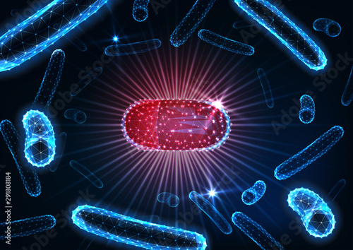 Obraz na płótnie Antibiotics pills in bacteria medium concept