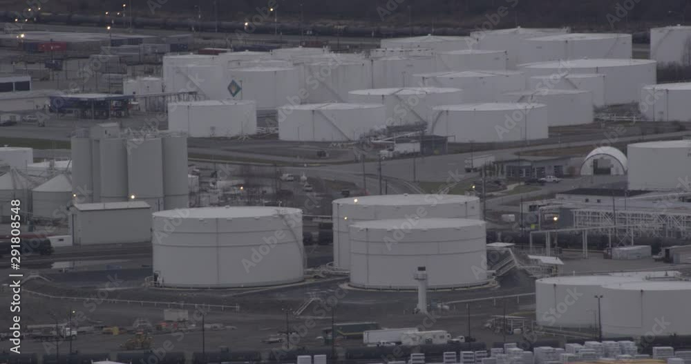 Steady helicopter aerial of industrial site in Alaska, drone footage Steady helicopter aerial of industrial site in Alaska, drone footage