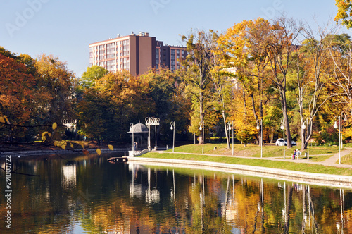 Autumn landscape of the city Park of Kaliningrad, Russian Federation.
