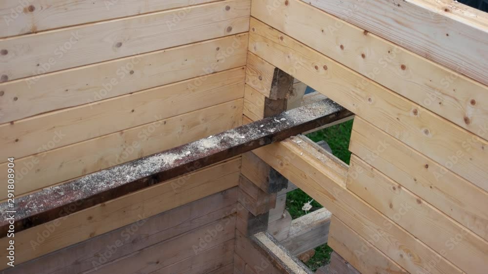 Construction of a wooden building. Wooden structure of the building. House made of wood. Construction of a wooden building. Wooden structure of the building. House made of wood.