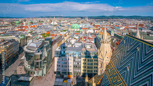 Canvas Print Vienna city skyline, aerial view from above