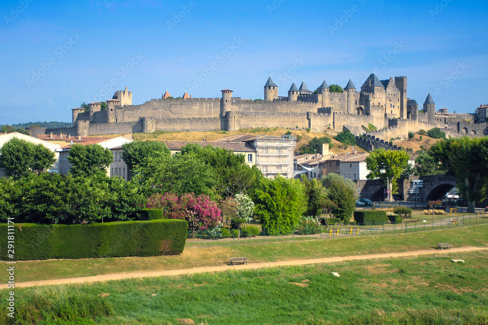 View of the old town Carcassonne, Southern France.