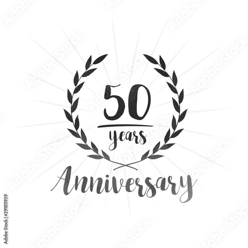 50 years anniversary celebration logo. Fifty years celebrating watercolor design template. Vector and illustration.