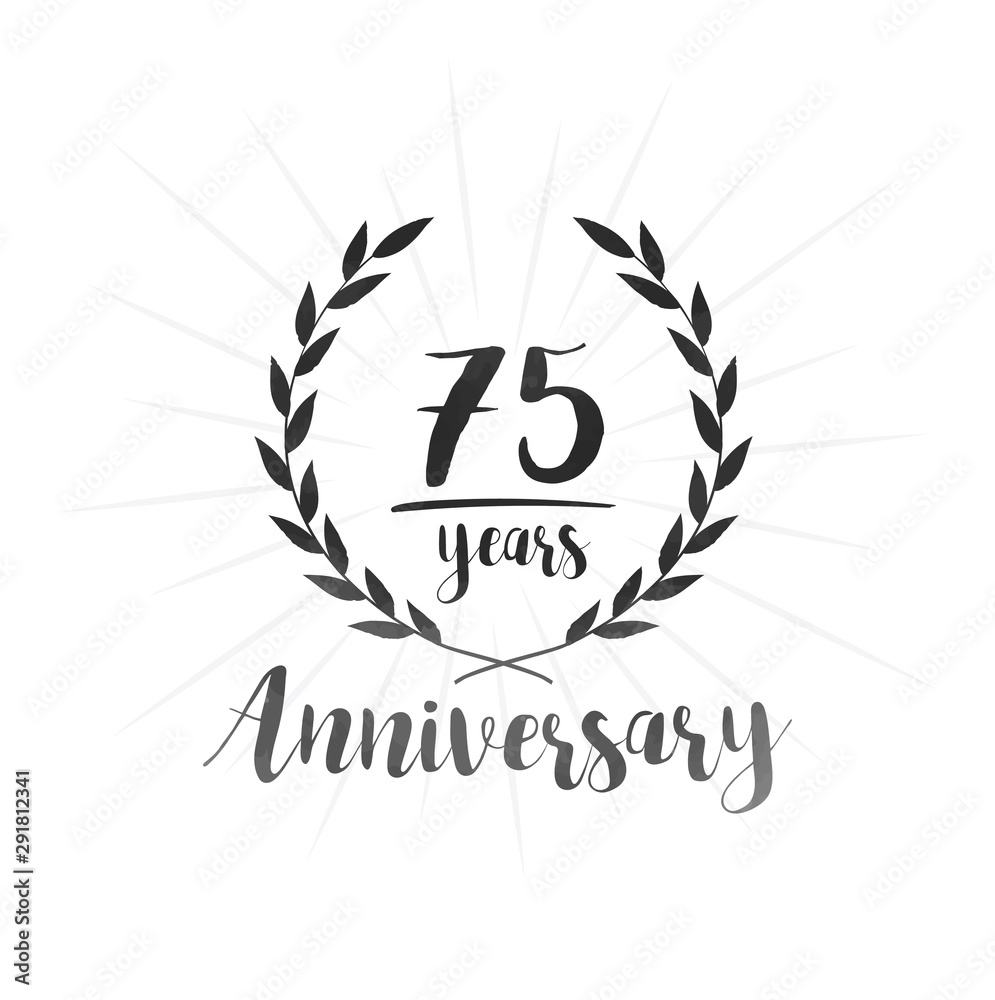 75 years anniversary celebration logo. Seventy-five years celebrating watercolor design template. Vector and illustration.