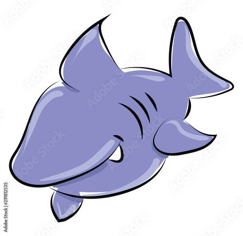 Blue shark, illustration, vector on white background.