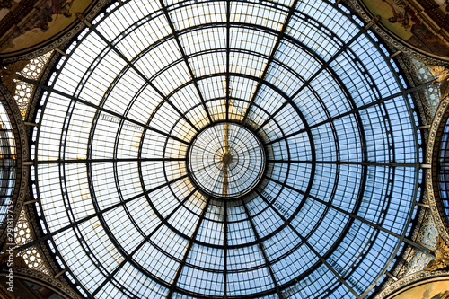 Construction detail of glass dome in the Galleria Vittorio Emanuele II in Milan