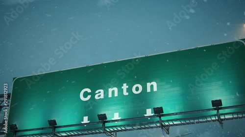 Airplane Landing Canton in Christmas photo