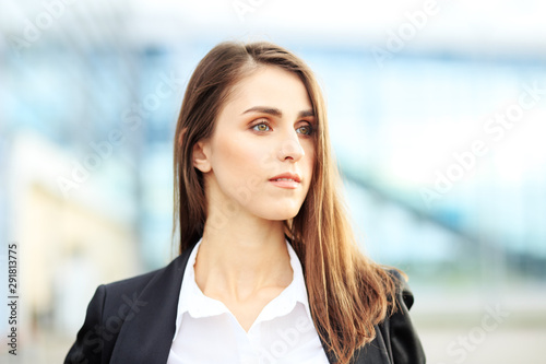 Beautiful young woman. Concept for business, work, career and entrepreneurship.