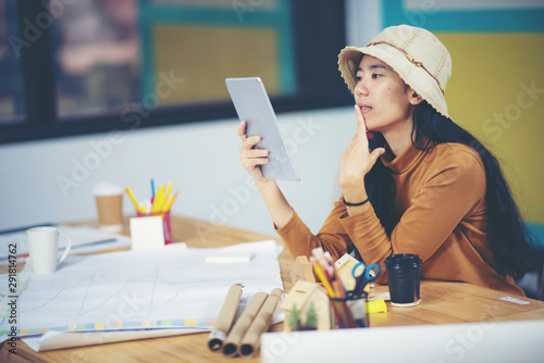 creative worker women using...