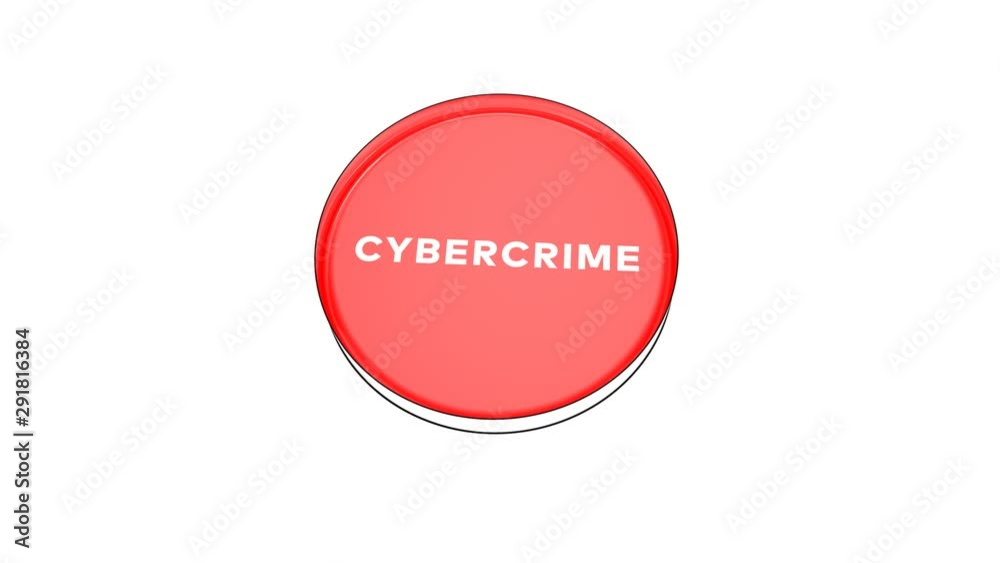 pushing big red button with word Cybercrime. pushing big red button with word Cybercrime.