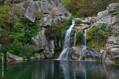 Waterfall at a natural spot called Poço Negro in Carvalhais, Sao Pedro do Sul, Portugal